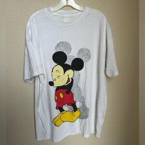 Vintage Mickey Mouse Shadow Laughing White Tee Shirt T-Shirt - Size 2XL